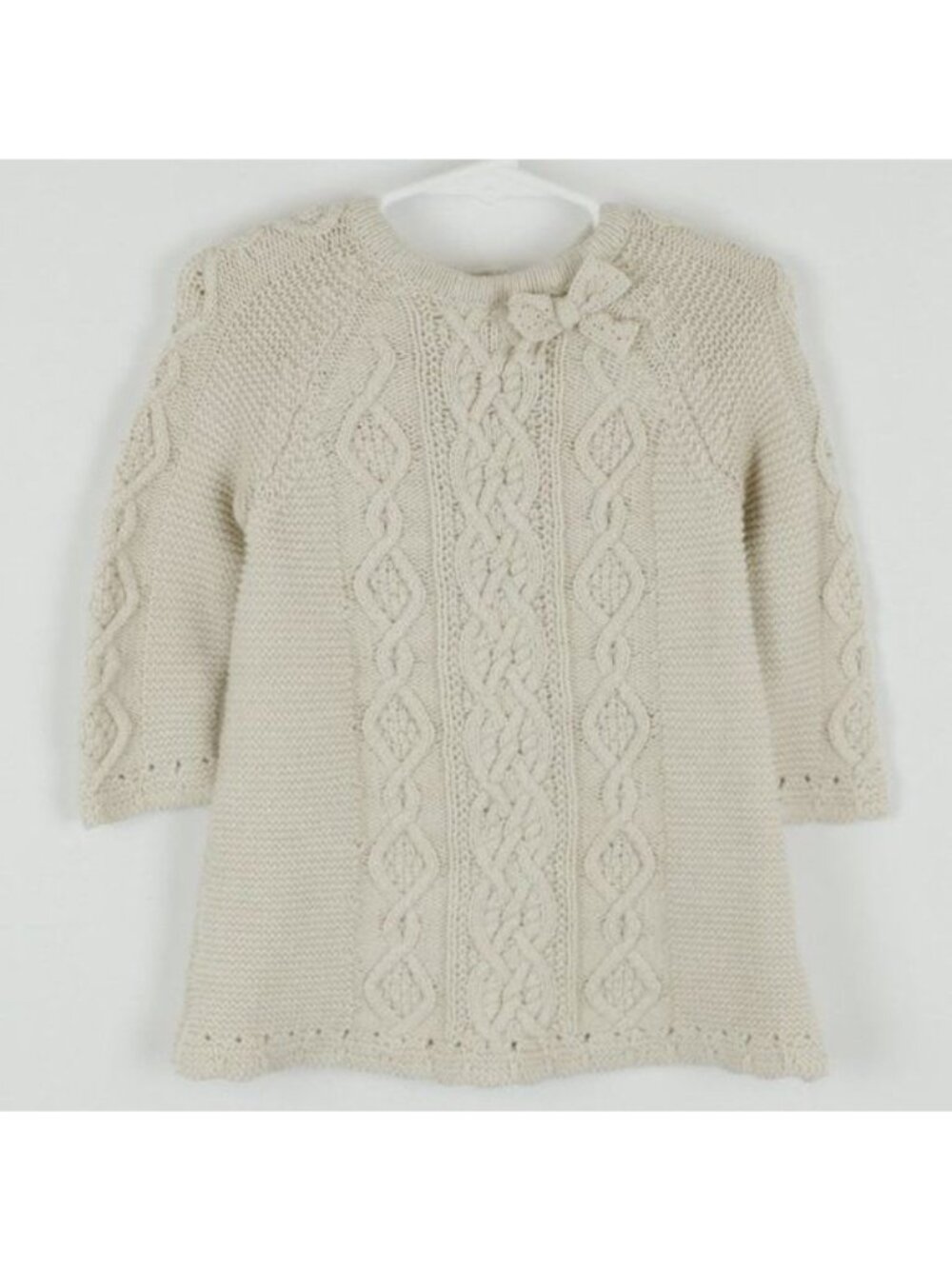 Cupcakes and Cashmere Girls Size 18 Month Tan Cabled Crewneck Sweater Dress